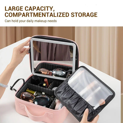LED Reise Makeuptasche Spiegelbeleuchtet Organizer