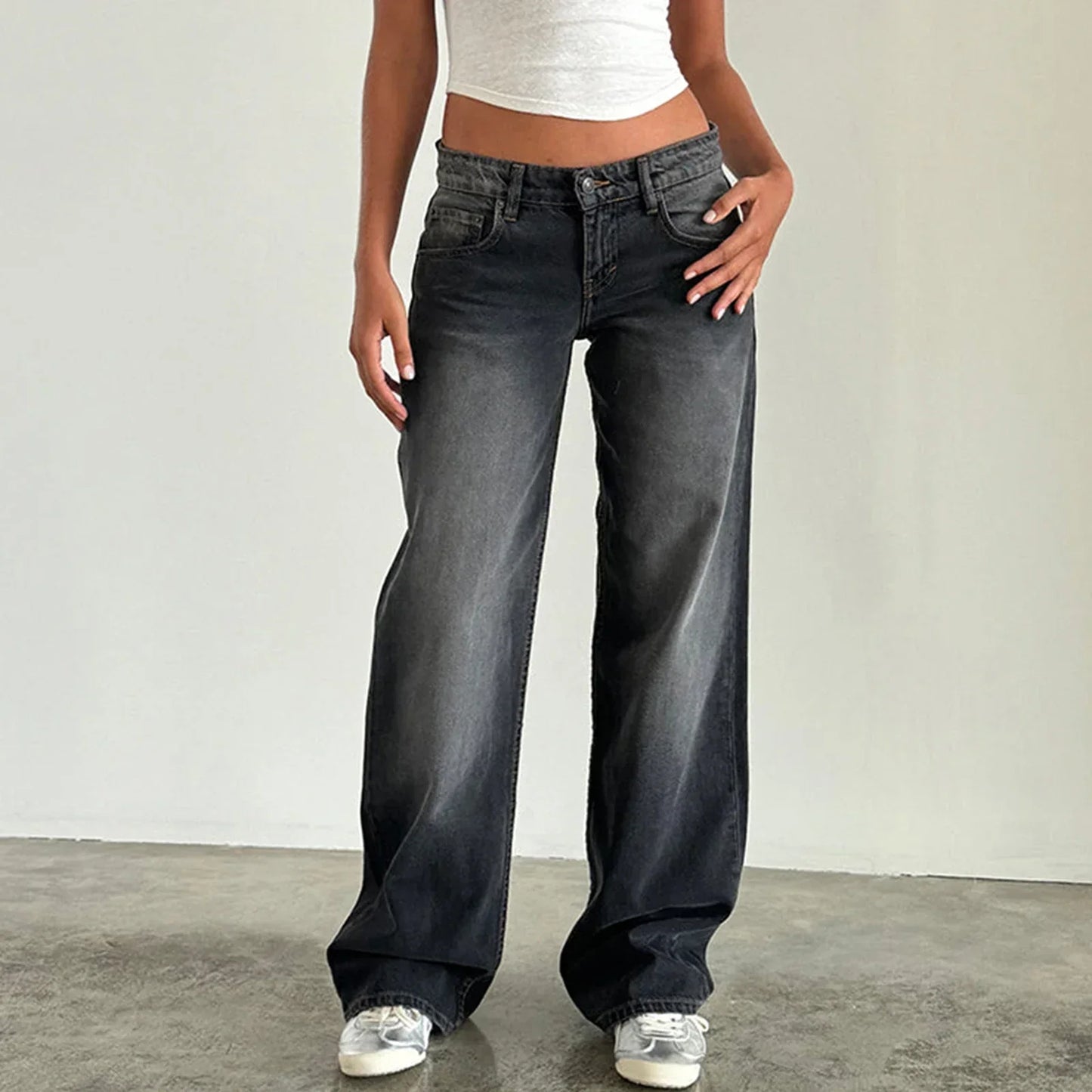 Weite Damen-Jeans Vintage-Stil Relaxed Fit