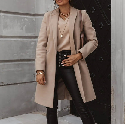 Mantel Damen Wollmischung Klassisch Knöpfe Modern