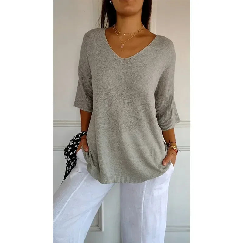 Weicher Strickpullover Fein Gestrickt Damen