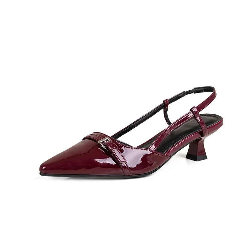 Lackleder Sandalen Mittlerer Absatz Damen