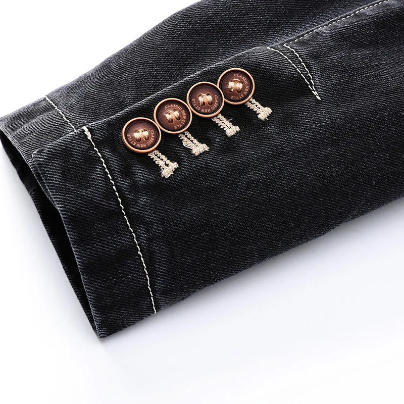 Demin Blazer Slim Fit Modern Männer