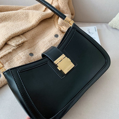 Elegante Damenhandtasche Reißverschluss Ledertasche Schwarz