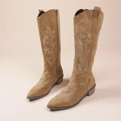 Cowboystiefel Damen Kniehoch Stickerei Westernstil