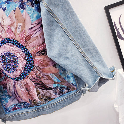 Große Damen Denimjacke Oversized Trendy