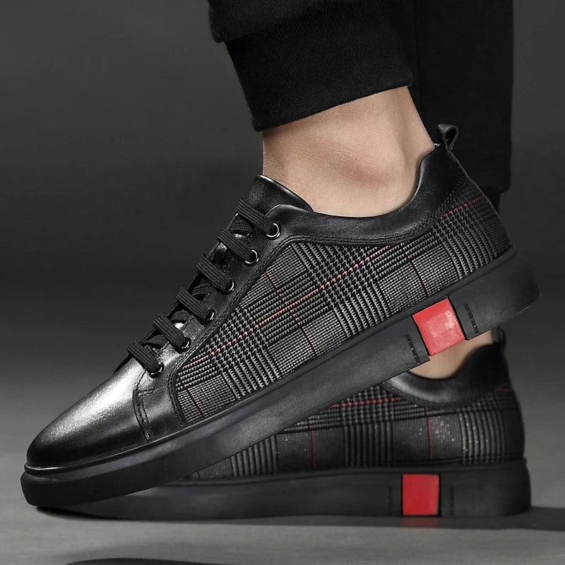 Leder Sneaker Herren Elegante Schwarz