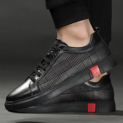 Leder Sneaker Herren Elegante Schwarz