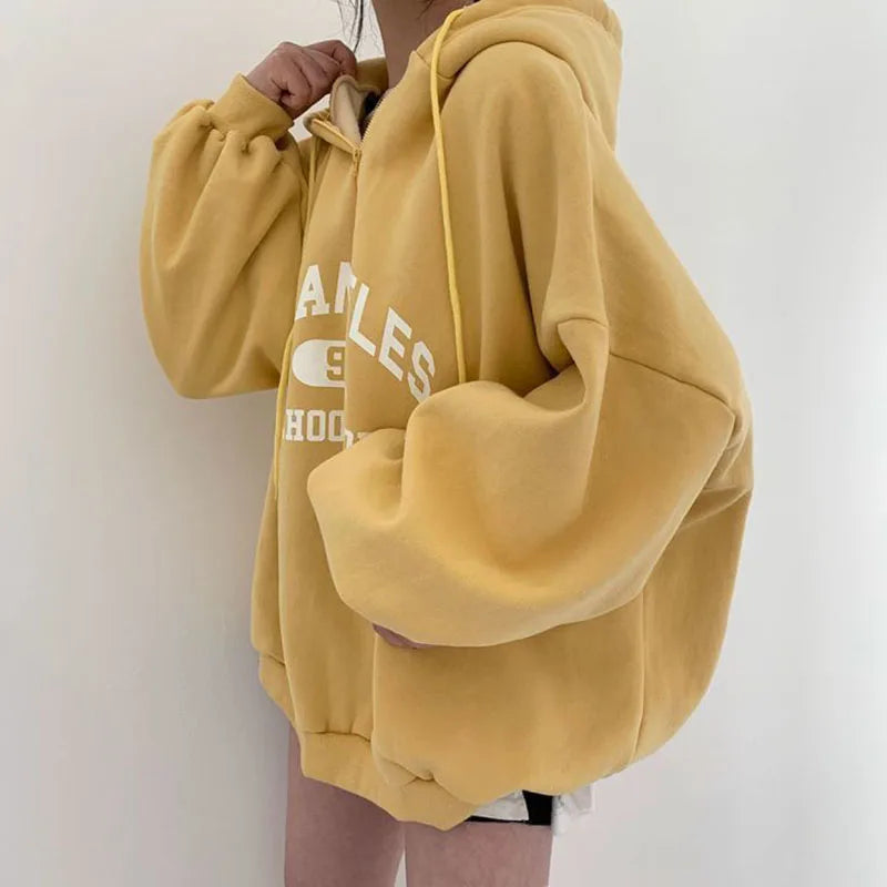Große Hoodie Los Angeles Print Sportlich Leger
