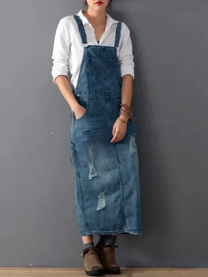 Kleid Trägerkleid Denim Lässig Sommer