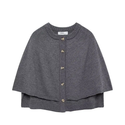 Strickweste Damen Modern mit Knöpfen und Cape-Look