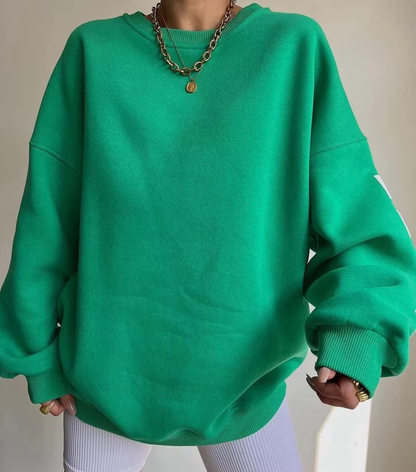 CityPulse Oversized Sweater Damen grün mit CHICAGO Print
