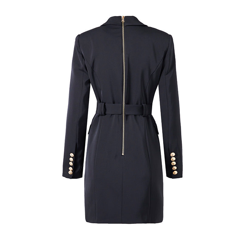 Elegantes Blazerkleid mit Taillengürtel und Knopfverzierung Damen