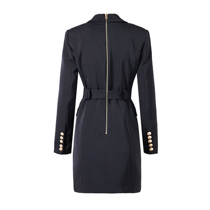 Elegantes Blazerkleid mit Taillengürtel und Knopfverzierung Damen
