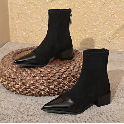 Damen Winter Stiefel Mit Blockabsatz Schwarz