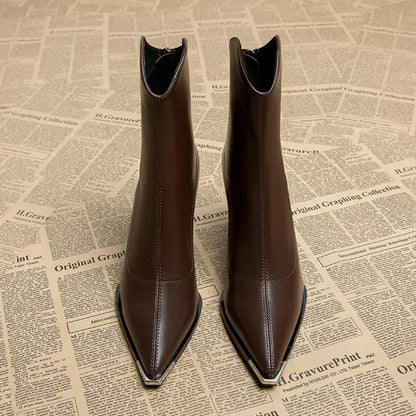 Damen Stiefeletten Spitz Schuhe Mit Absatz