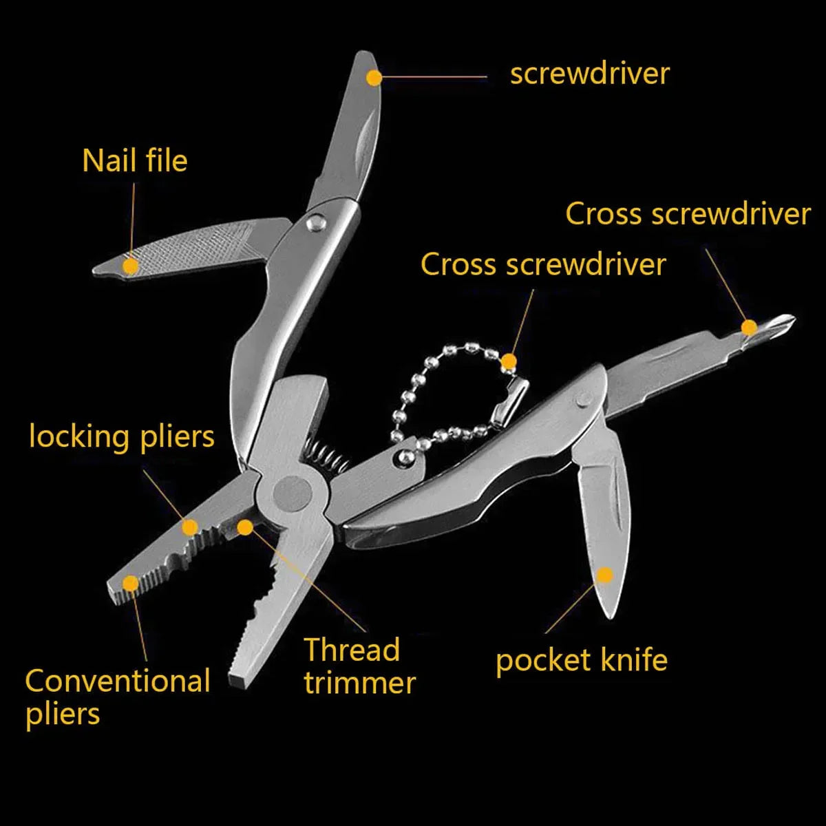 Edelstahl Multitool Schlüsselanhänger Notfall EDC