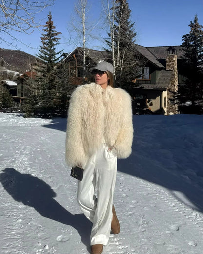 Kunstpelzjacke Oversized Fluffig Boho Style