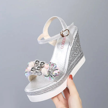 Hohe Wedges Sandalen Damen Schick