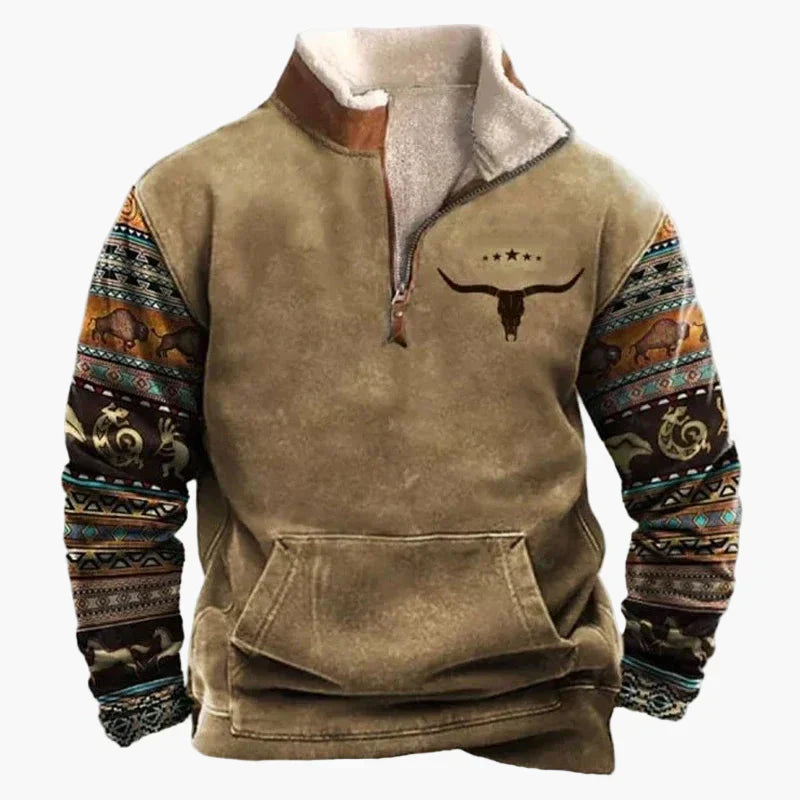 Western Style Pullover Azteken Muster Bequem