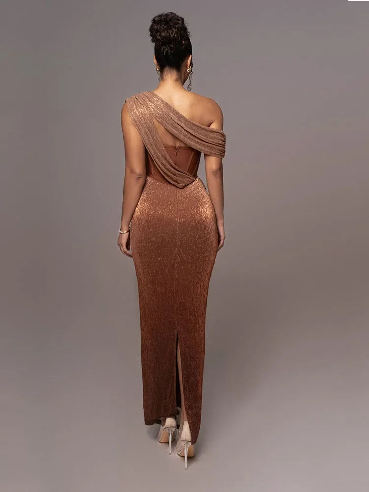 Damen Abendkleid Elegantes Ein-Schulter-Design