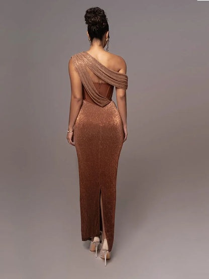 Damen Abendkleid Elegantes Ein-Schulter-Design
