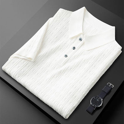 Herren Polo Shirt Diamant Muster Elegant Slim Fit