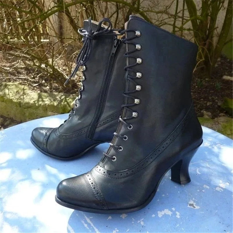 Stiefel Damen Schnürstiefel Viktorianisch Hochabsatz - BerlinGlamour