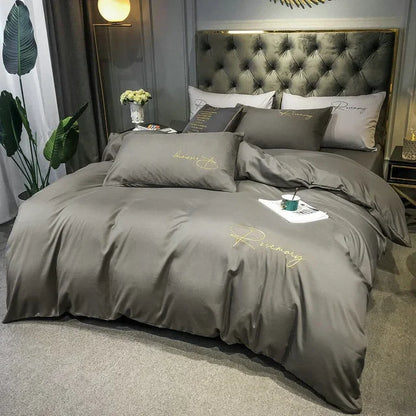 Luxus Bettwäsche mit Stickdesign Elegante Schlafzimmer