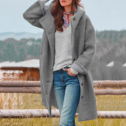 Damen Winterjacke Warm Kapuze Schwarz