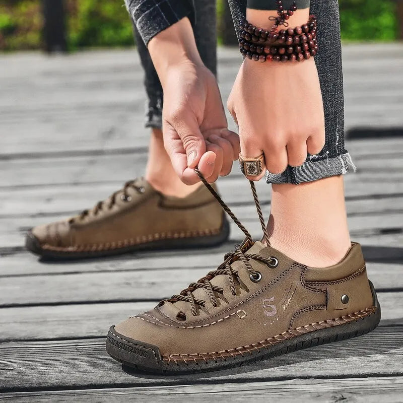 Herren Leder Schuhe Braun Casual