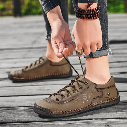 Herren Leder Schuhe Braun Casual