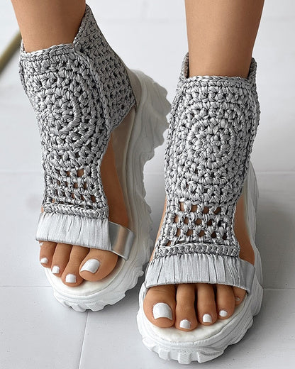 Damen Sandalen Geflochtene Keilsandalen Sommer Schuhe