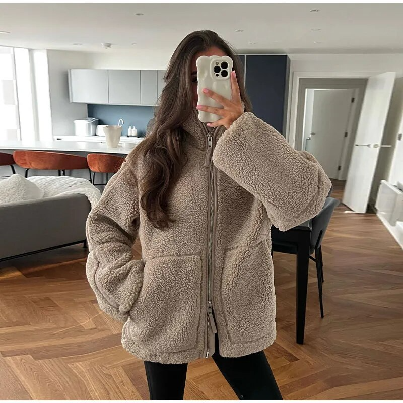 Lässiger Wintermantel Schwarz Modern
