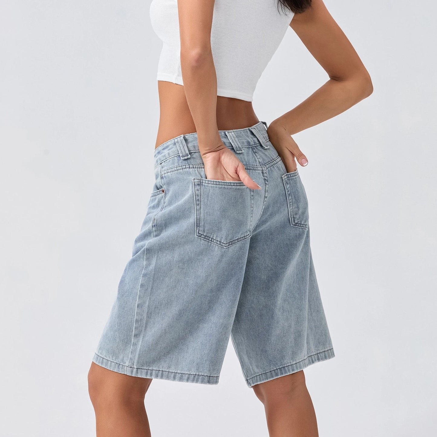 Damen Bermuda Shorts Loose Fit Jeans Bequem
