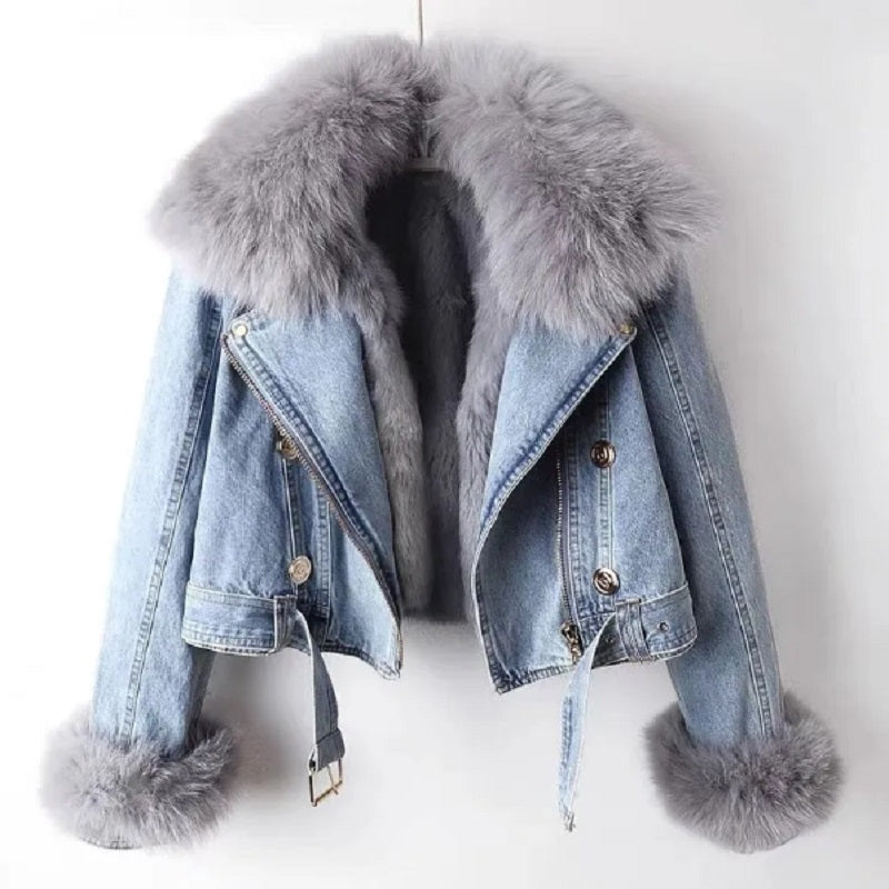 Lederjacke Femme Fellkragen Lässig Modern - BerlinGlamour