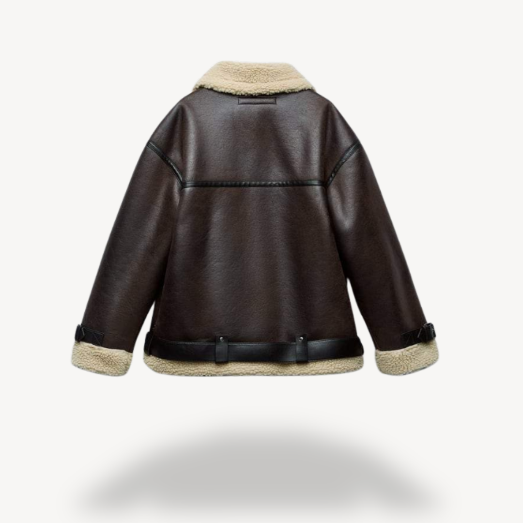 Shearling-Bikerjacke für Damen | Loravelle 1