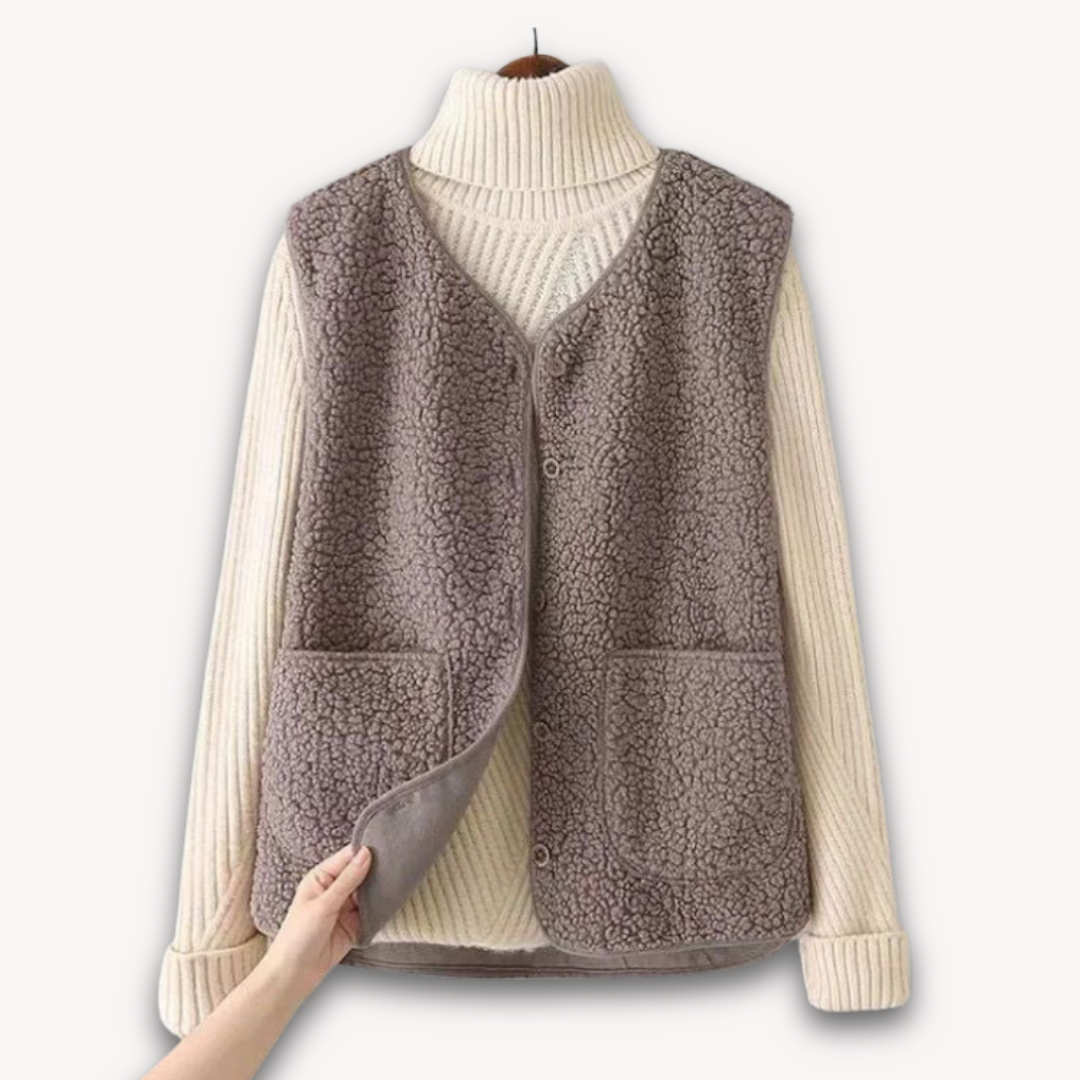 Sherpa-Fleeceweste für Damen – weiche, ärmellose Plüschjacke mit Taschen – lässige Winterkleidung 2
