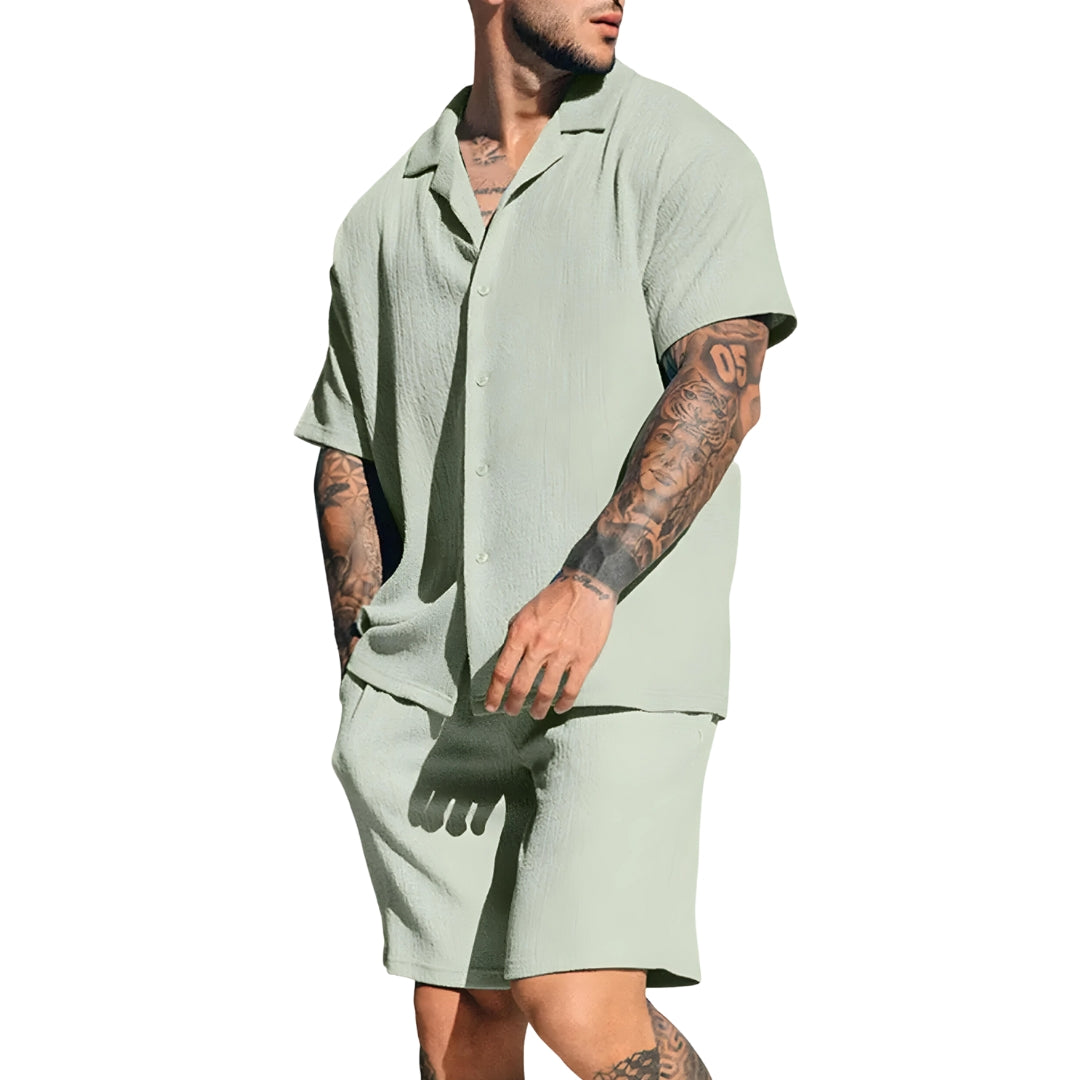 Leinen Sommer Set Kurzarm Shirt und Shorts - BerlinGlamour