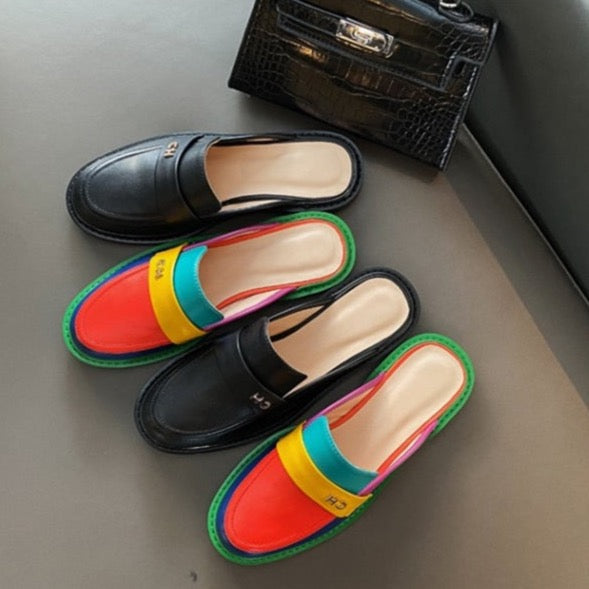 Bunt Leder Loafer Schuhe Echtes Leder Farbenfroh