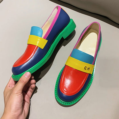Bunt Leder Loafer Schuhe Echtes Leder Farbenfroh