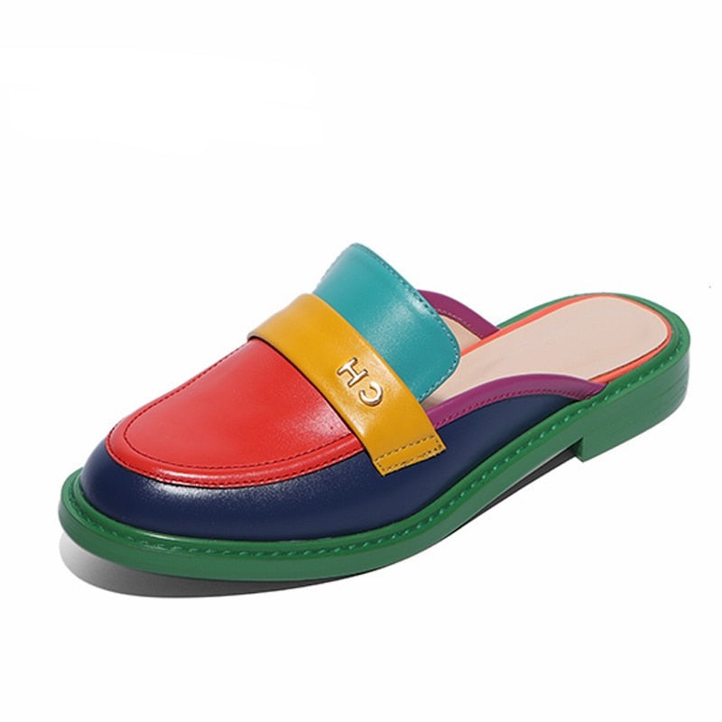 Bunt Leder Loafer Schuhe Echtes Leder Farbenfroh
