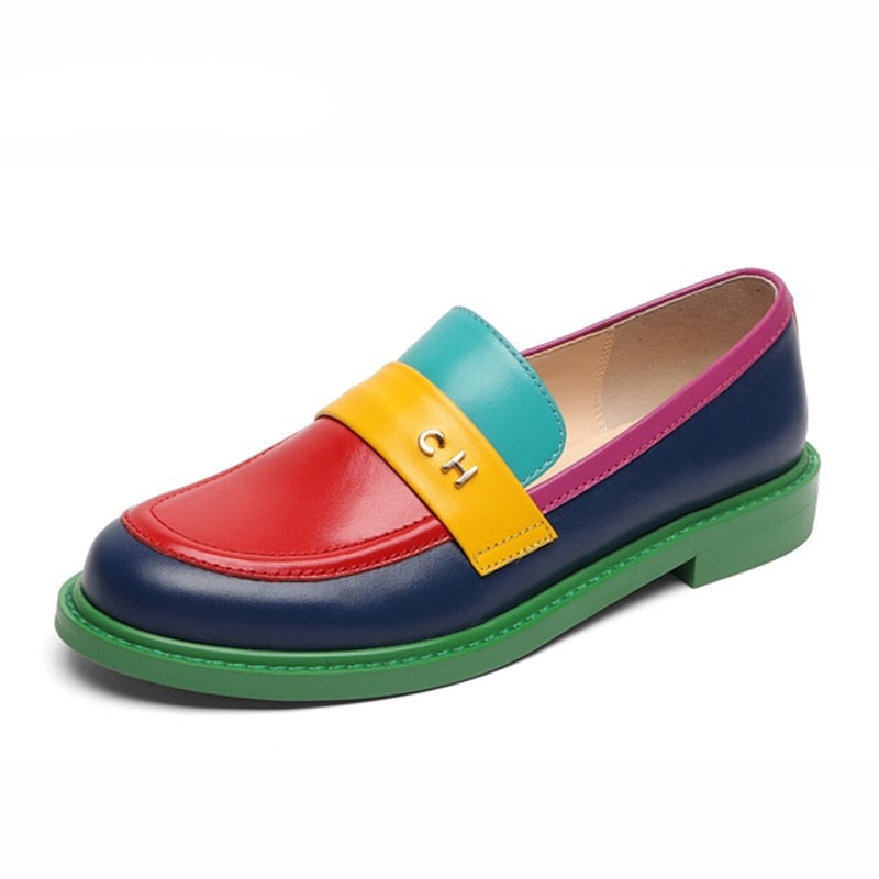 Bunt Leder Loafer Schuhe Echtes Leder Farbenfroh - BerlinGlamour