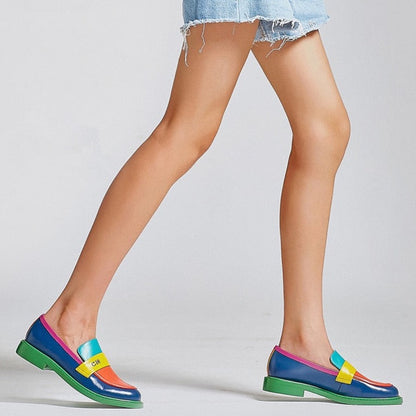 Bunt Leder Loafer Schuhe Echtes Leder Farbenfroh