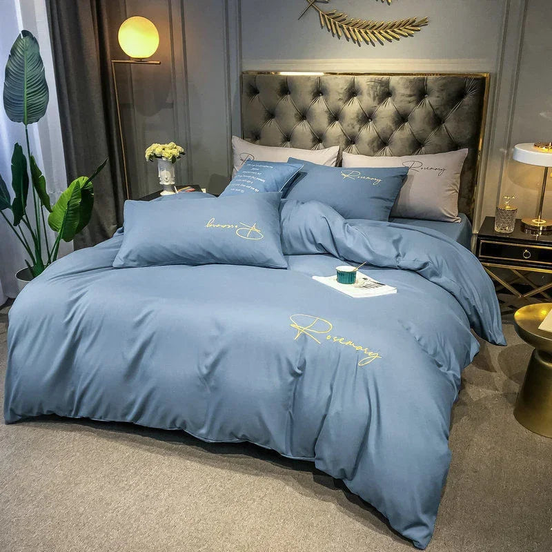 Luxus Bettwäsche mit Stickdesign Elegante Schlafzimmer