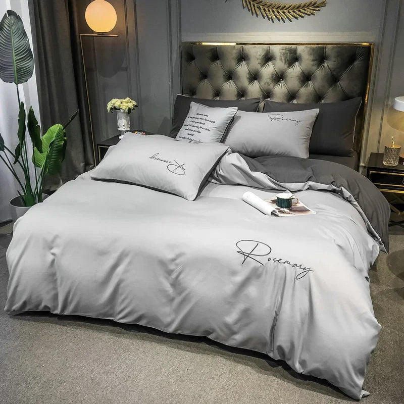 Luxus Bettwäsche mit Stickdesign Elegante Schlafzimmer