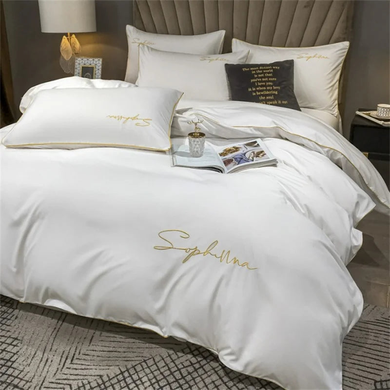 Luxus Bettwäsche mit Stickdesign Elegante Schlafzimmer - BerlinGlamour