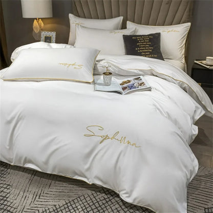 Luxus Bettwäsche mit Stickdesign Elegante Schlafzimmer - BerlinGlamour