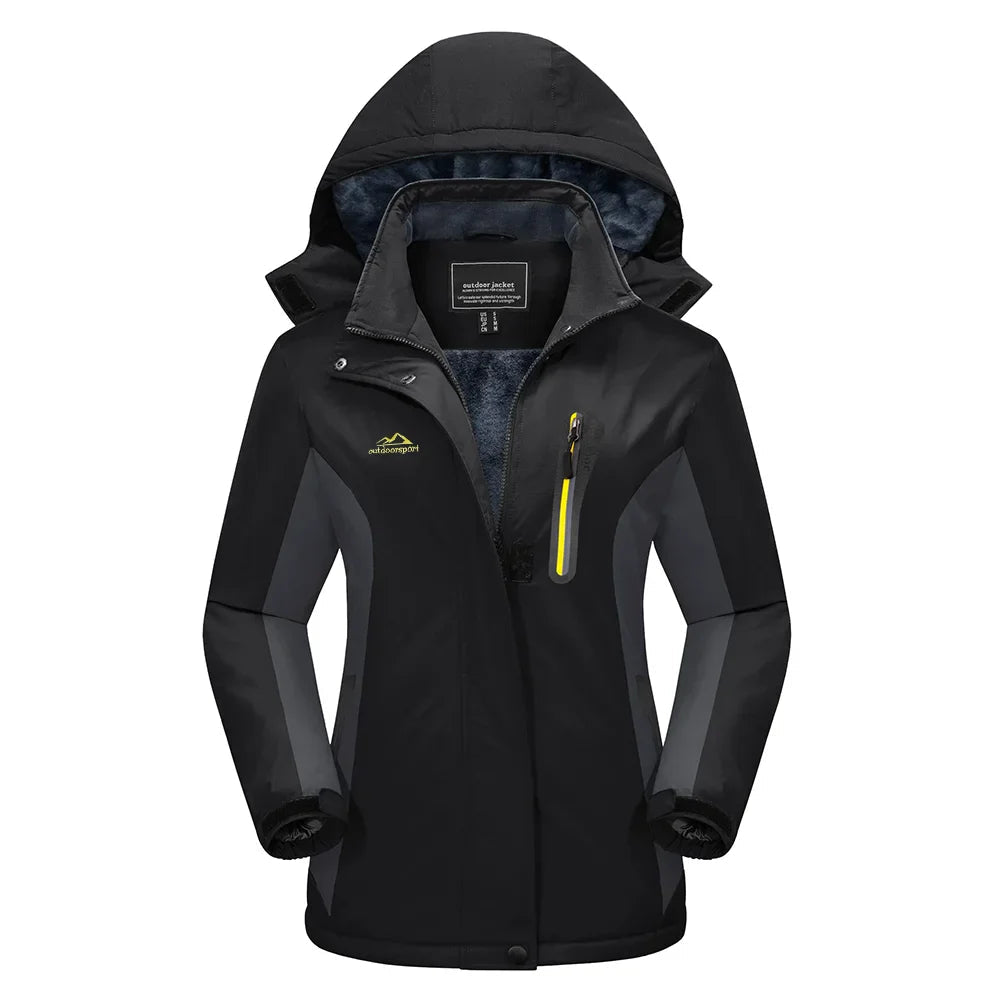 Winterjacke Damen Elegant Mit Kapuze Schwarz