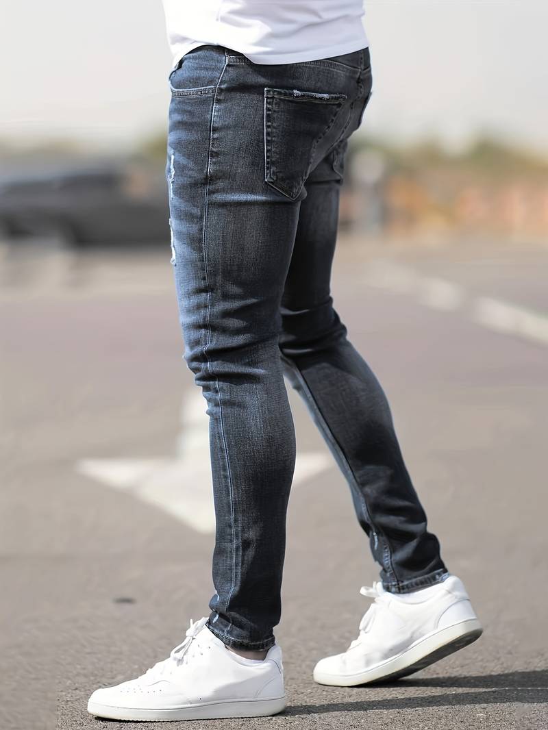 Skinny Jeans – Blau – Schmaler Schnitt – Zerrissene Jeans – Herrenjeans-Chaps Herrenmode