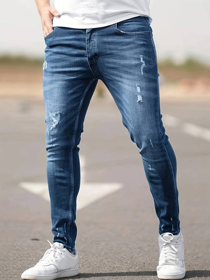 Skinny Jeans – Blau – Schmaler Schnitt – Zerrissene Jeans – Herrenjeans-Chaps Herrenmode